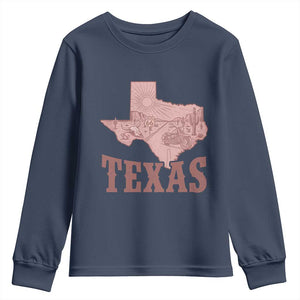 Texas Route Highway 66 Biker Youth Sweatshirt Vintage Biker Road Trip TS12 Navy Print Your Wear