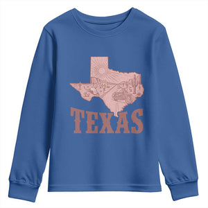 Texas Route Highway 66 Biker Youth Sweatshirt Vintage Biker Road Trip TS12 Royal Blue Print Your Wear