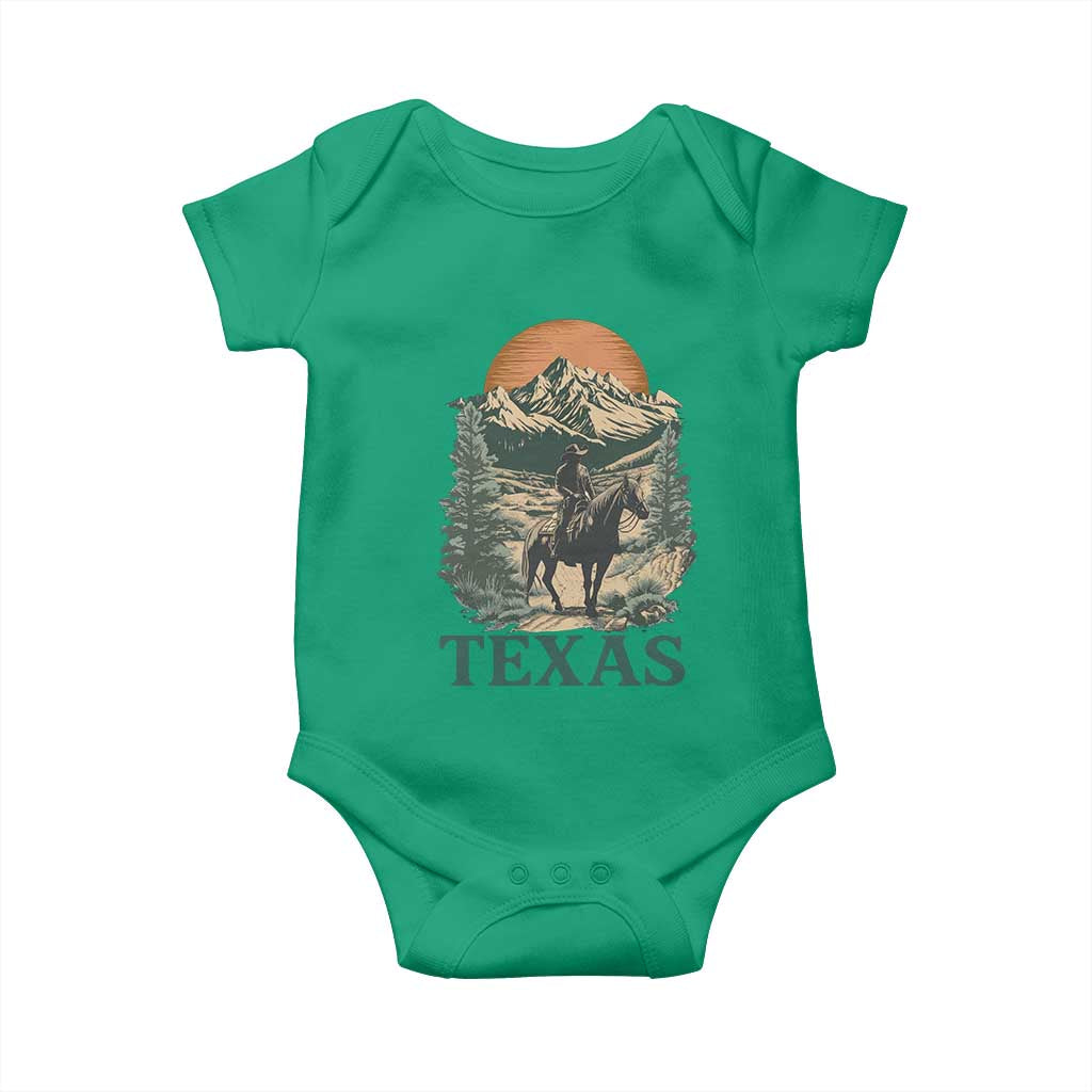 Texas Western Cowboy Life Baby Onesie Vintage Horse Riding Graphic TS12 Irish Green Print Your Wear