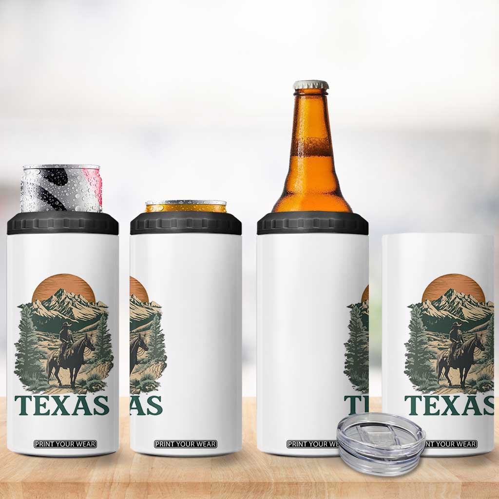 Texas Western Cowboy Life 4 in 1 Can Cooler Tumbler Vintage Horse Riding Graphic TS12 Print Your Wear