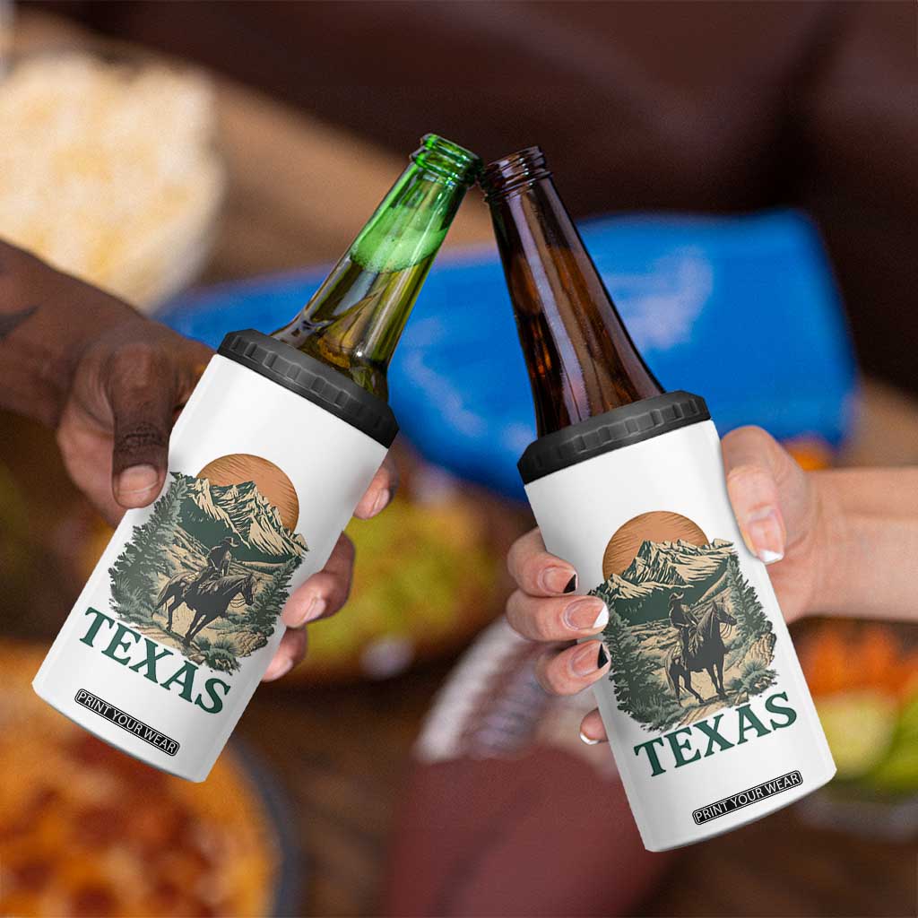 Texas Western Cowboy Life 4 in 1 Can Cooler Tumbler Vintage Horse Riding Graphic TS12 Print Your Wear