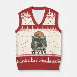 Texas Western Cowboy Life V-Neck Knit Sweater Vest Vintage Horse Riding Graphic TS12 Beige Red Print Your Wear