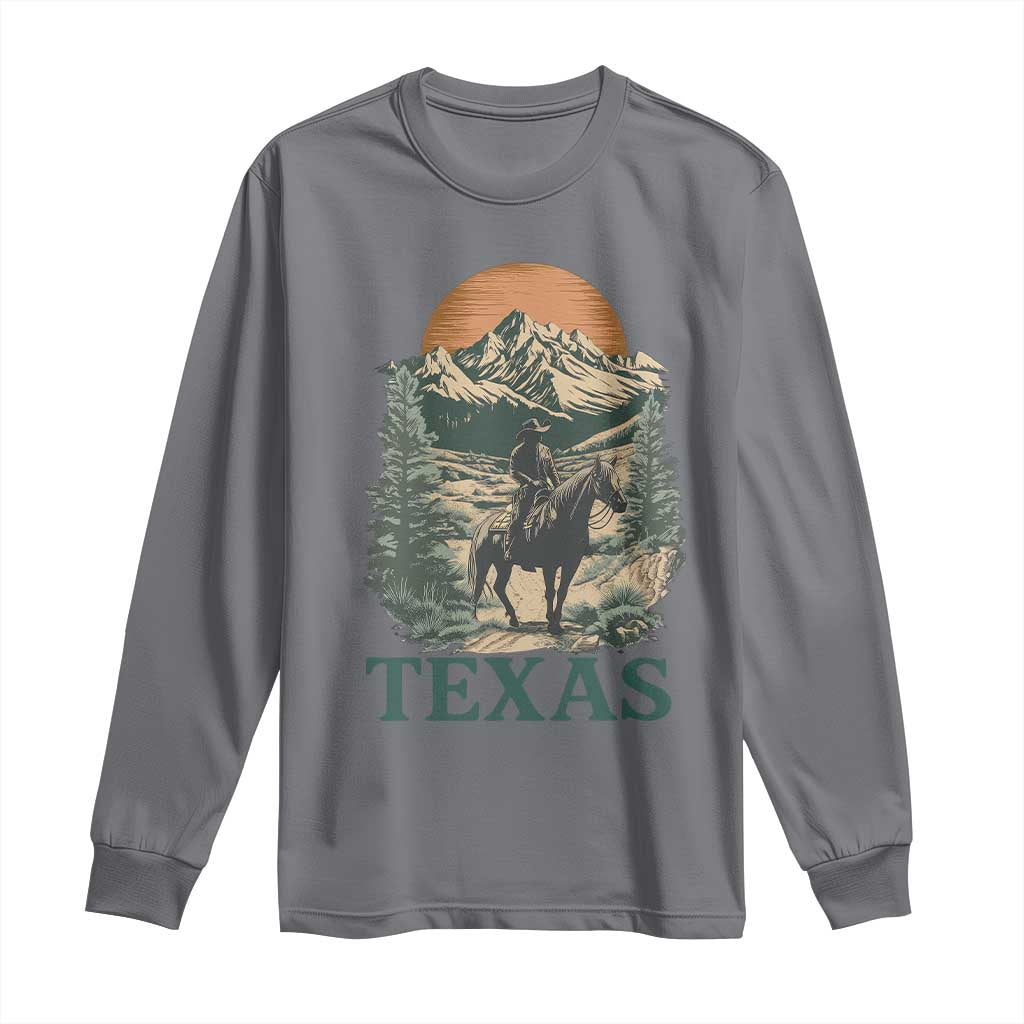 Texas Western Cowboy Life Long Sleeve Shirt Vintage Horse Riding Graphic TS12 Charcoal Print Your Wear