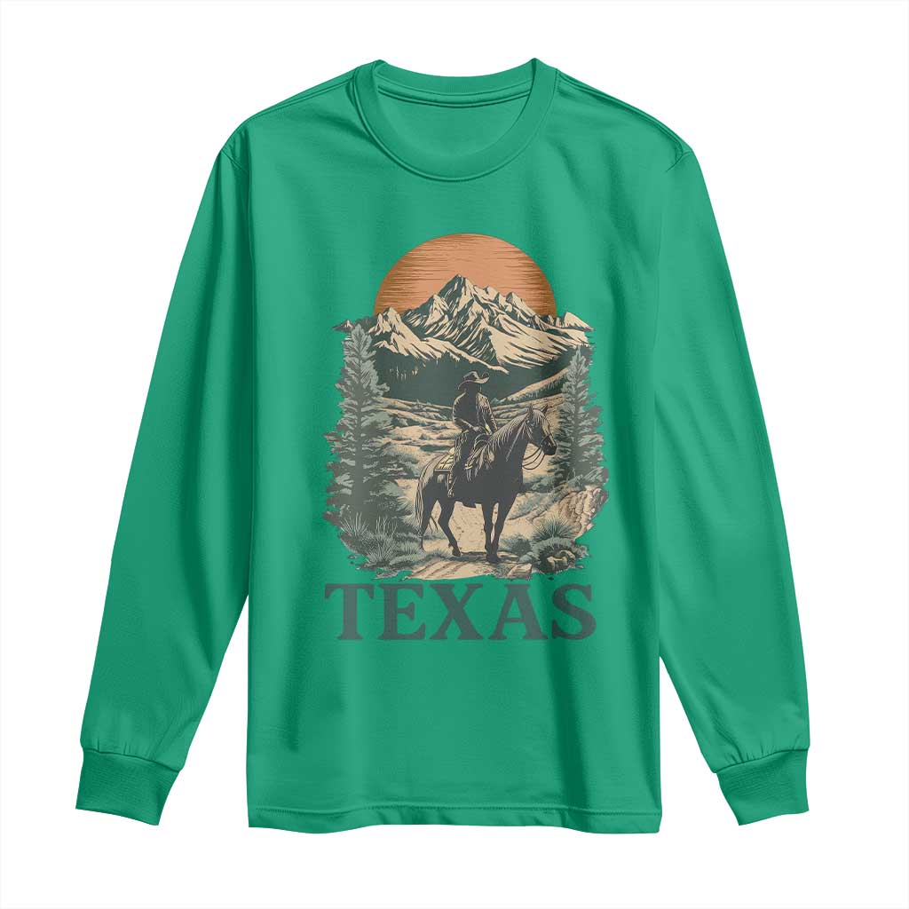 Texas Western Cowboy Life Long Sleeve Shirt Vintage Horse Riding Graphic TS12 Irish Green Print Your Wear