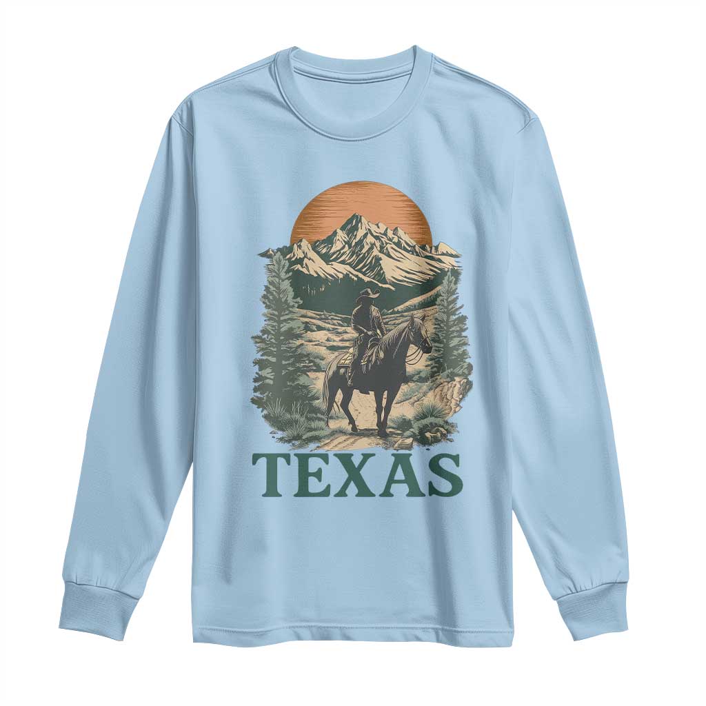 Texas Western Cowboy Life Long Sleeve Shirt Vintage Horse Riding Graphic TS12 Light Blue Print Your Wear
