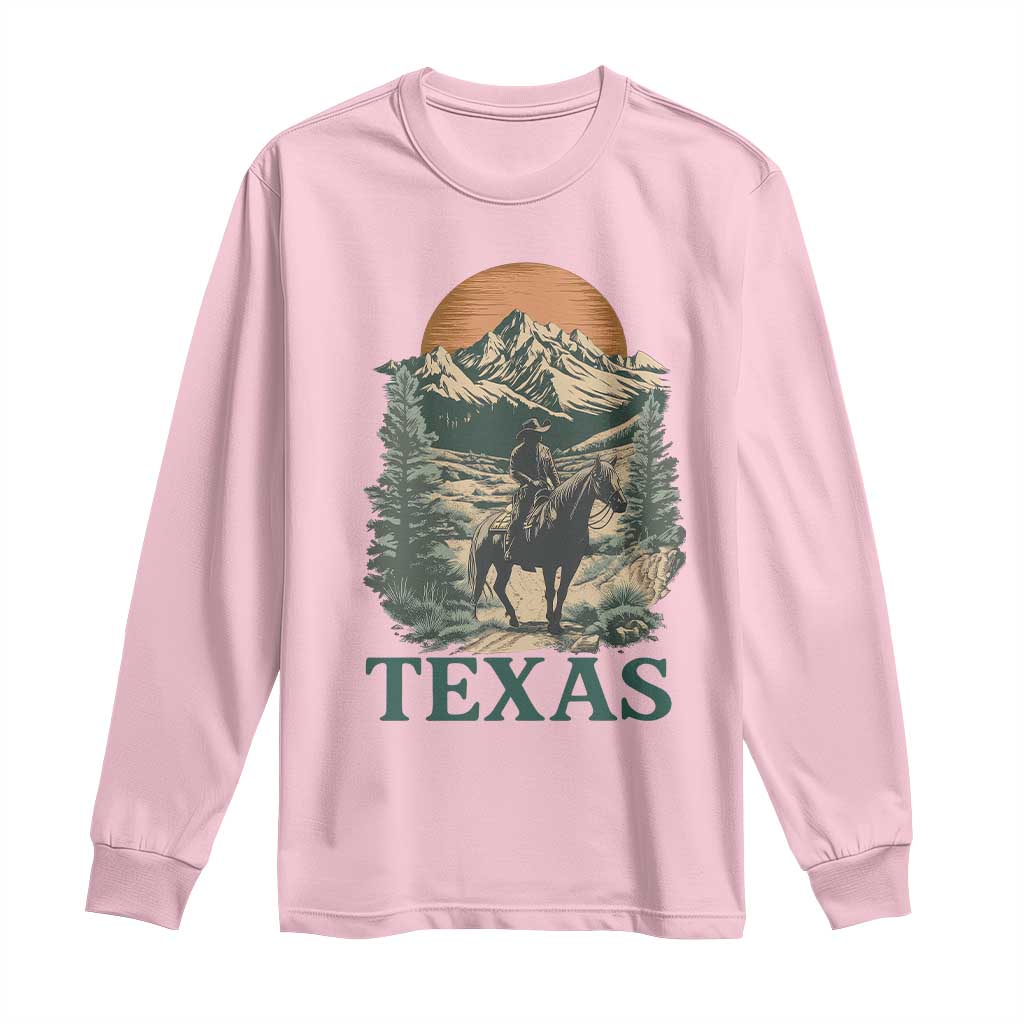 Texas Western Cowboy Life Long Sleeve Shirt Vintage Horse Riding Graphic TS12 Light Pink Print Your Wear