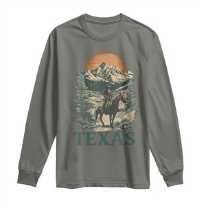 Texas Western Cowboy Life Long Sleeve Shirt Vintage Horse Riding Graphic TS12 Military Green Print Your Wear