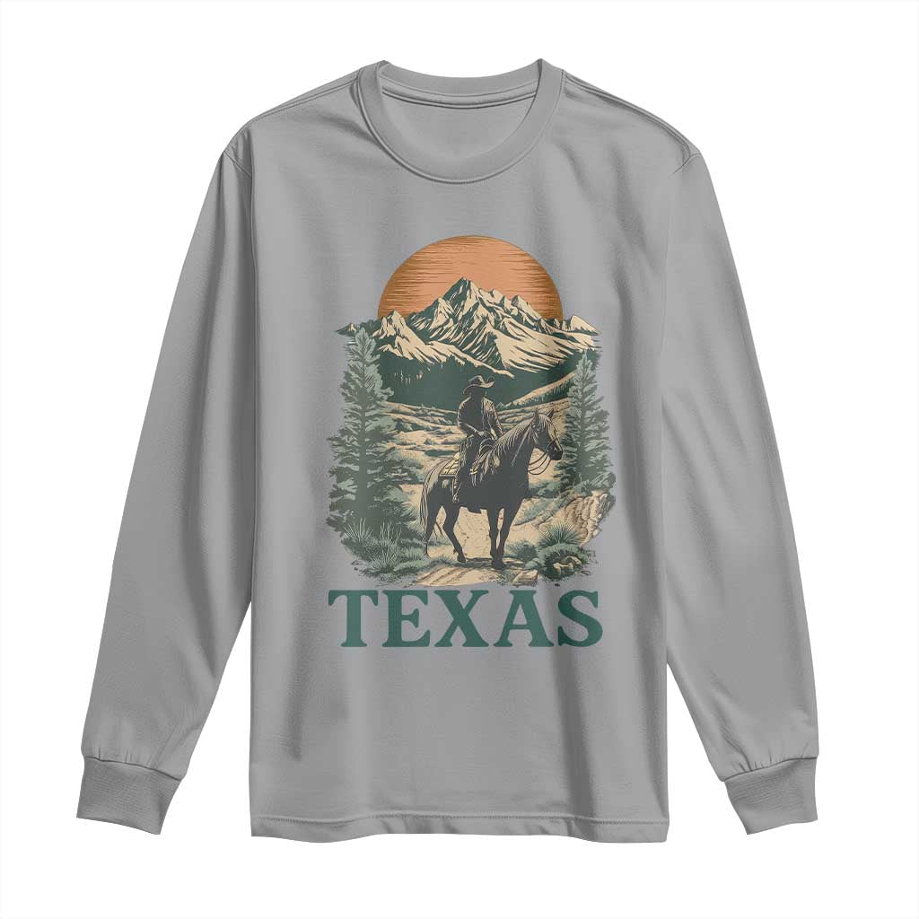 Texas Western Cowboy Life Long Sleeve Shirt Vintage Horse Riding Graphic TS12 Sport Gray Print Your Wear