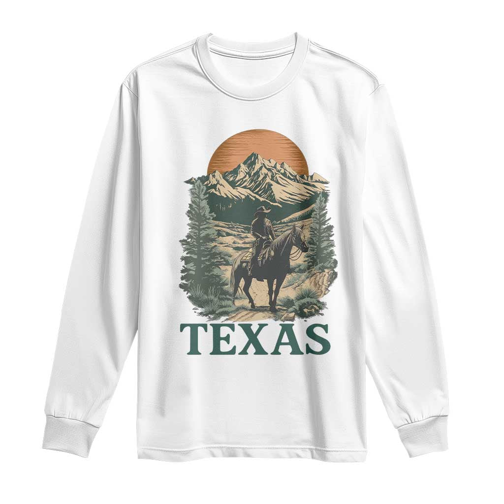 Texas Western Cowboy Life Long Sleeve Shirt Vintage Horse Riding Graphic TS12 White Print Your Wear