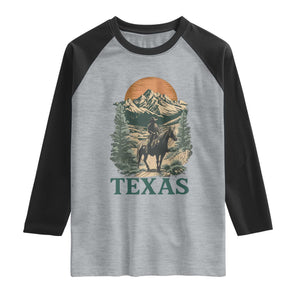 Texas Western Cowboy Life Raglan Shirt Vintage Horse Riding Graphic TS12 Heather Gray Black Print Your Wear