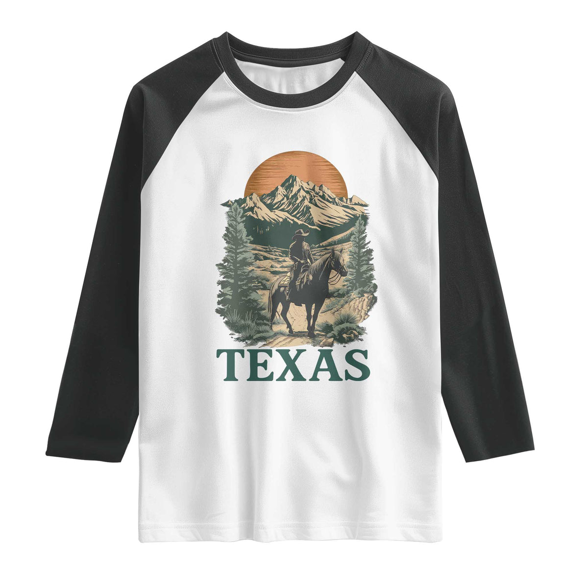 Texas Western Cowboy Life Raglan Shirt Vintage Horse Riding Graphic TS12 White Black Print Your Wear