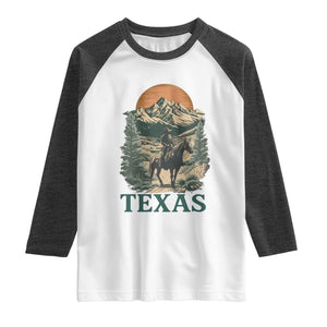 Texas Western Cowboy Life Raglan Shirt Vintage Horse Riding Graphic TS12 White Heather Charcoal Print Your Wear