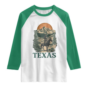 Texas Western Cowboy Life Raglan Shirt Vintage Horse Riding Graphic TS12 White Kelly Green Print Your Wear