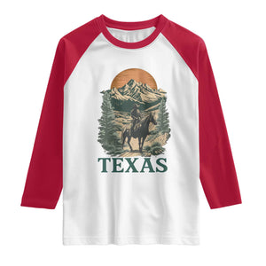 Texas Western Cowboy Life Raglan Shirt Vintage Horse Riding Graphic TS12 White Red Print Your Wear