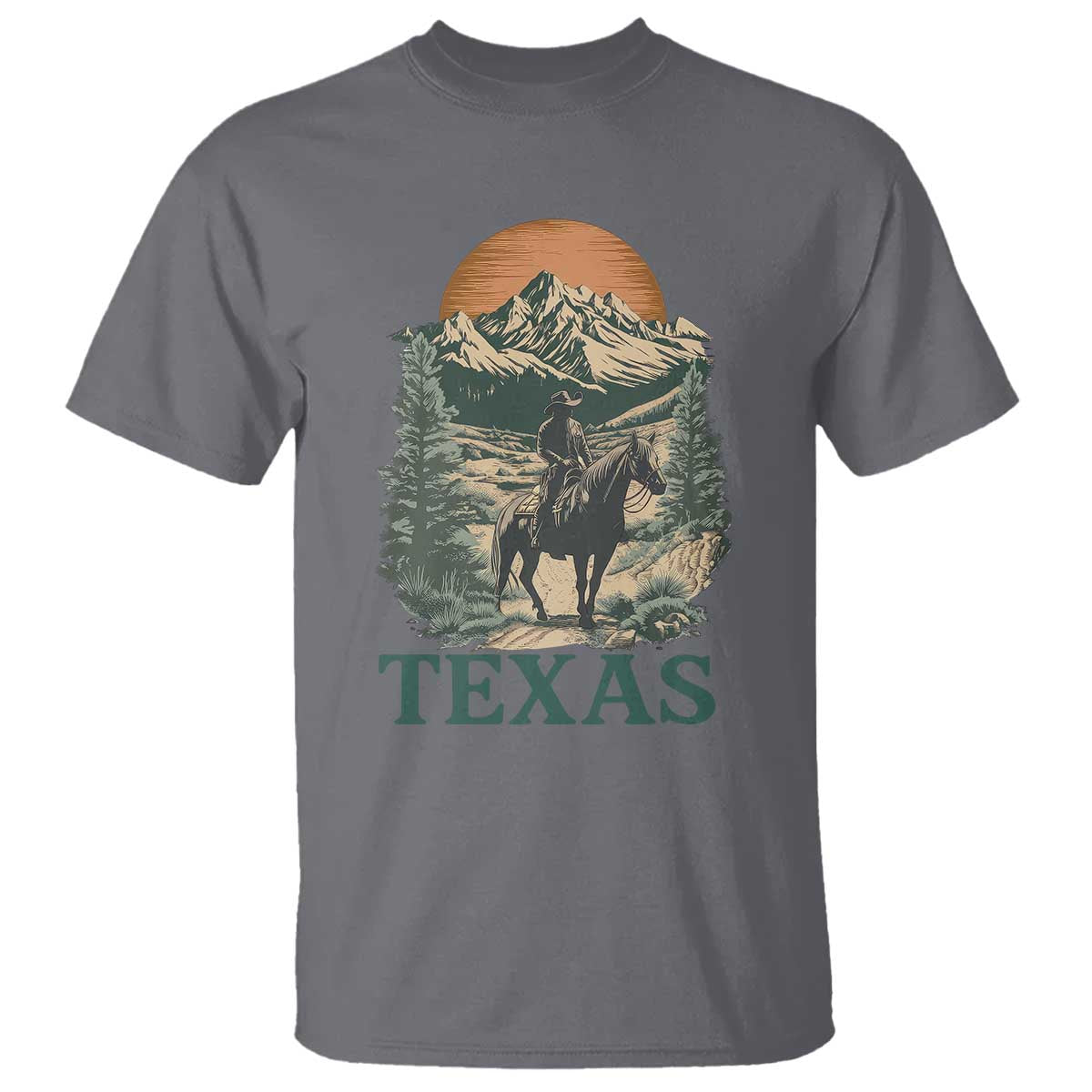Texas Western Cowboy Life T Shirt Vintage Horse Riding Graphic TS12 Charcoal Print Your Wear