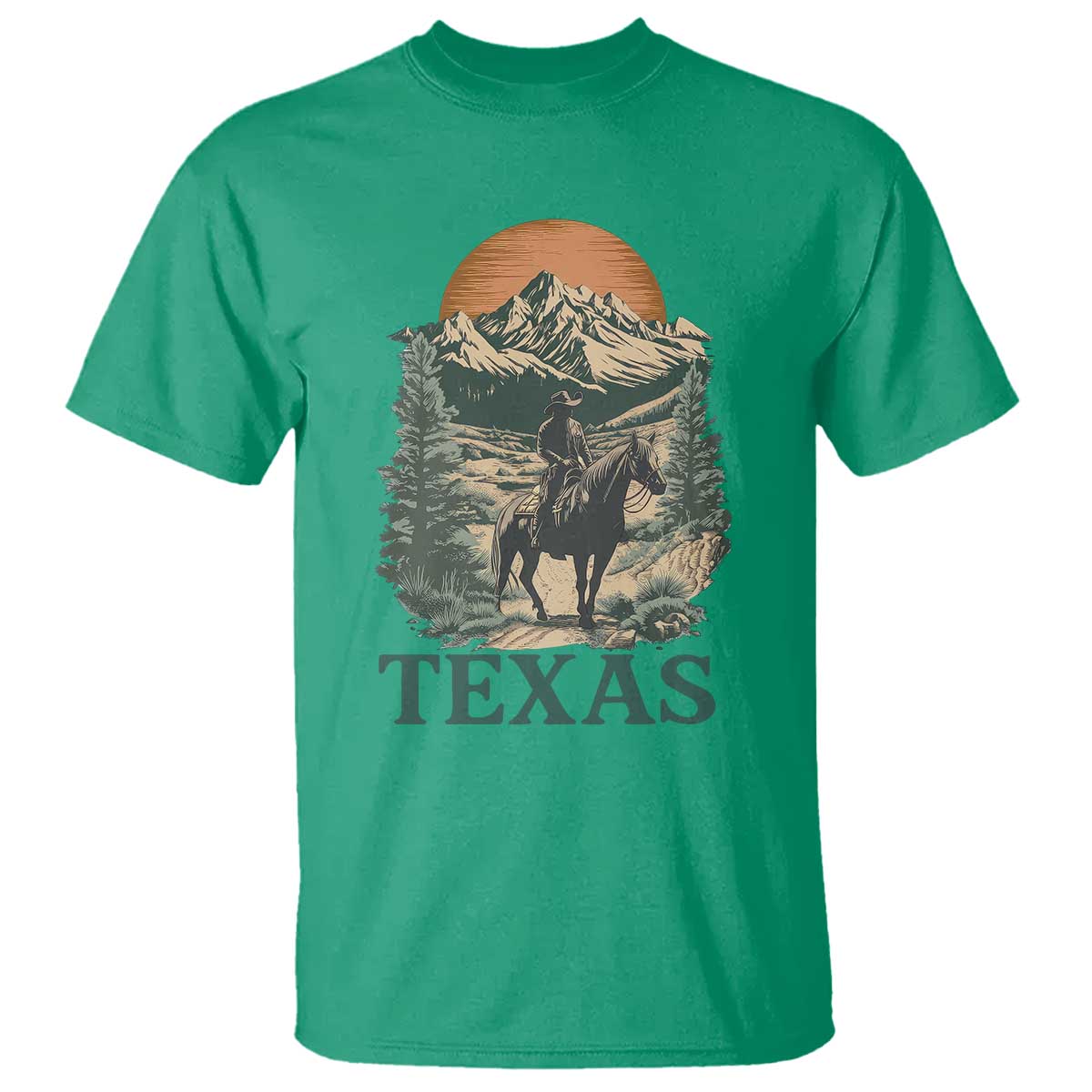 Texas Western Cowboy Life T Shirt Vintage Horse Riding Graphic TS12 Irish Green Print Your Wear
