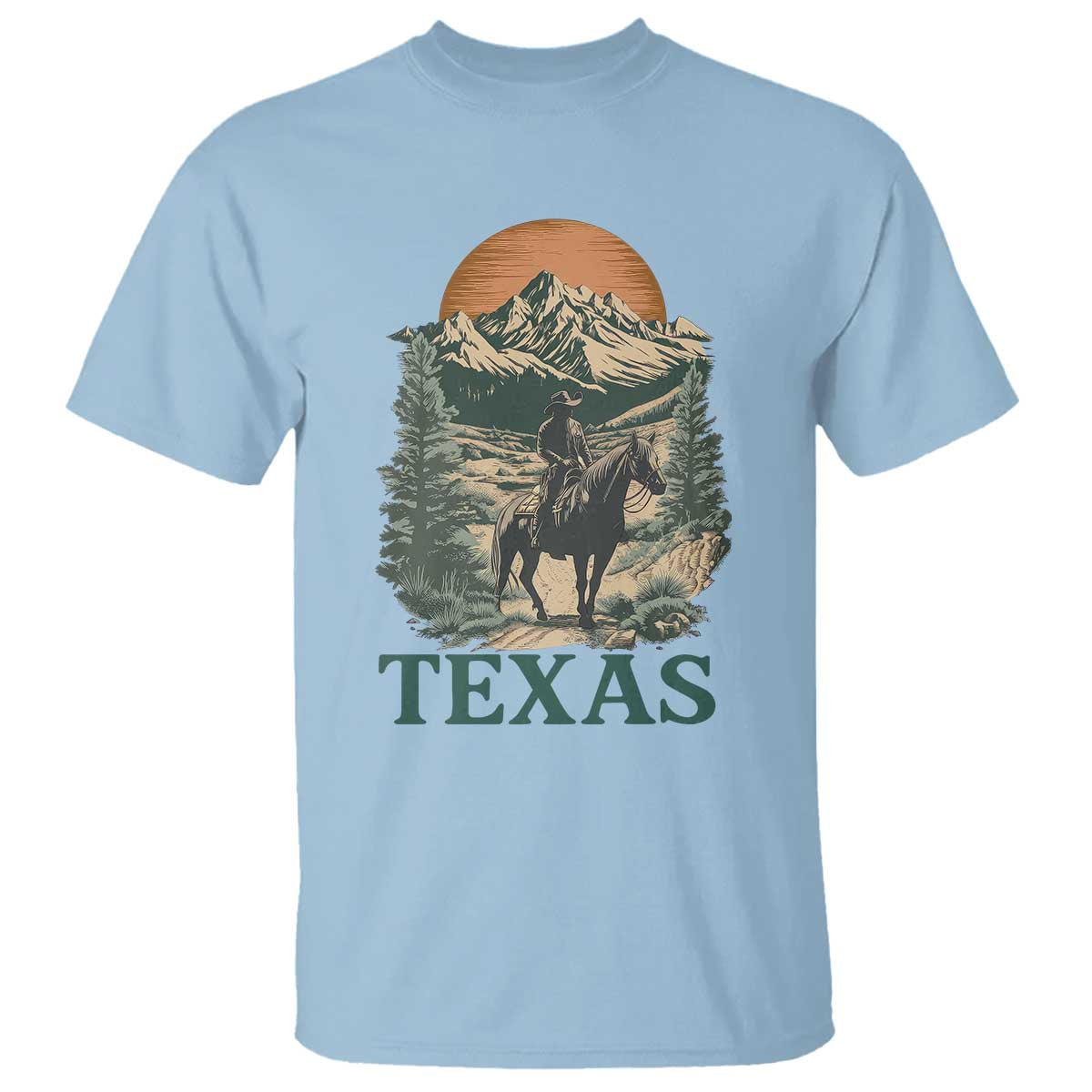 Texas Western Cowboy Life T Shirt Vintage Horse Riding Graphic TS12 Light Blue Print Your Wear