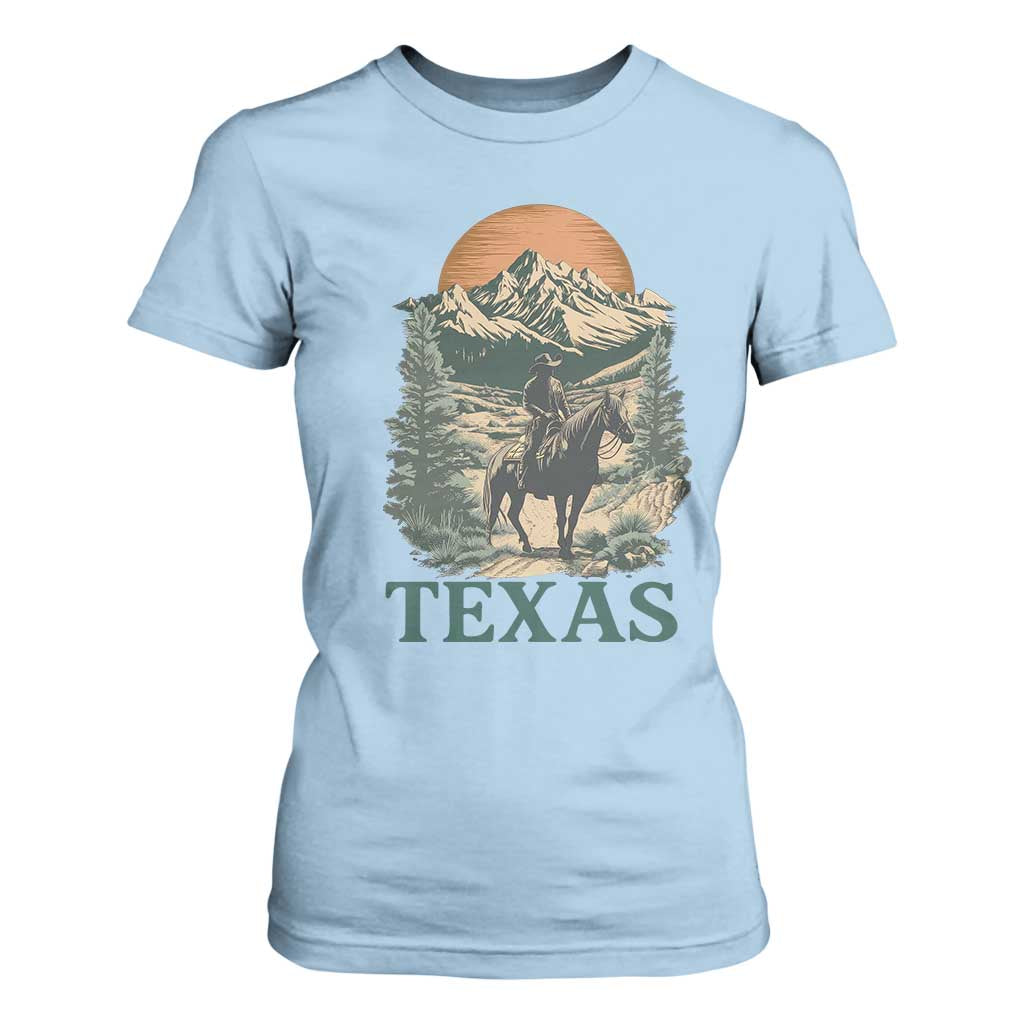 Texas Western Cowboy Life T Shirt For Women Vintage Horse Riding Graphic TS12 Light Blue Print Your Wear