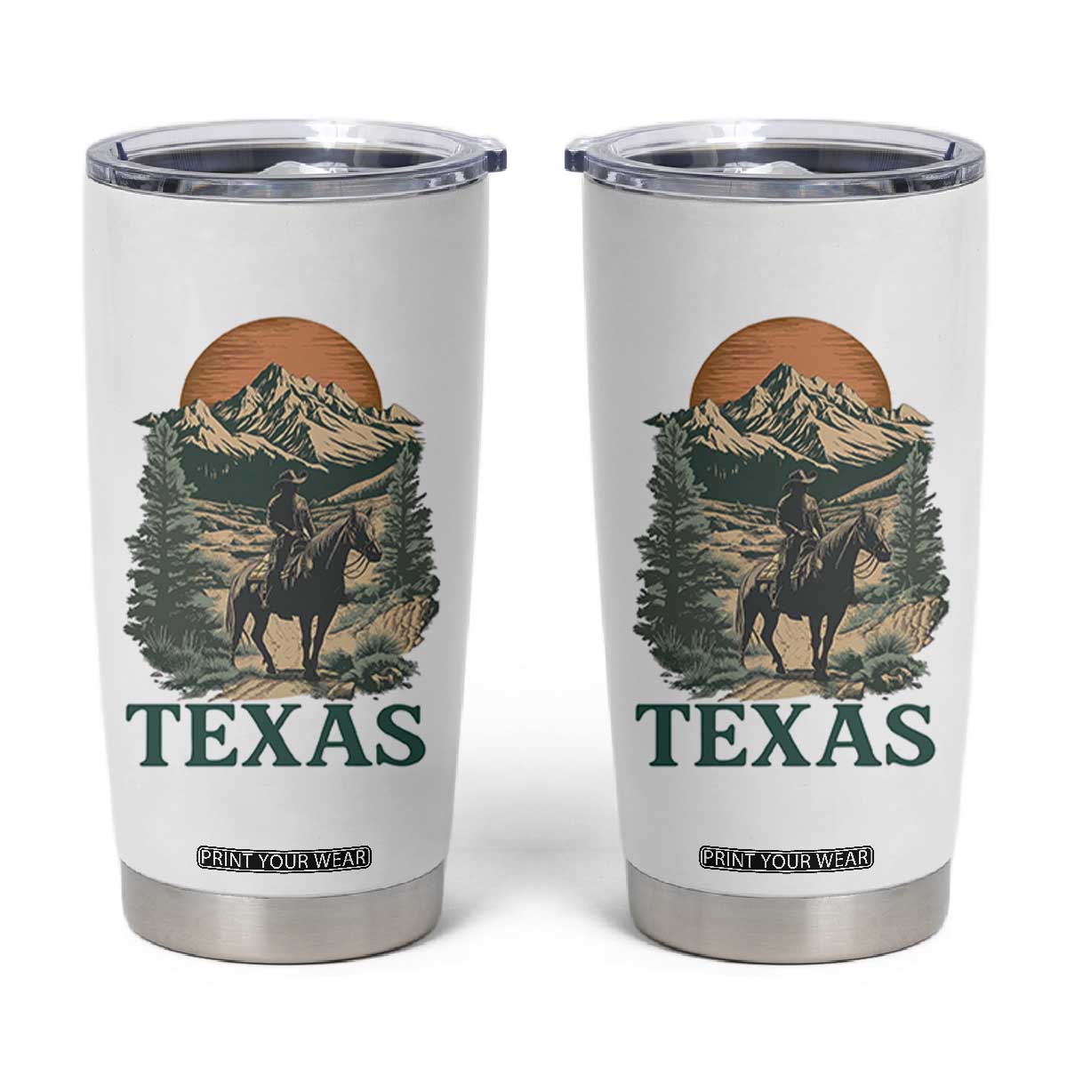Texas Western Cowboy Life Tumbler Cup Vintage Horse Riding Graphic TS12 White Print Your Wear