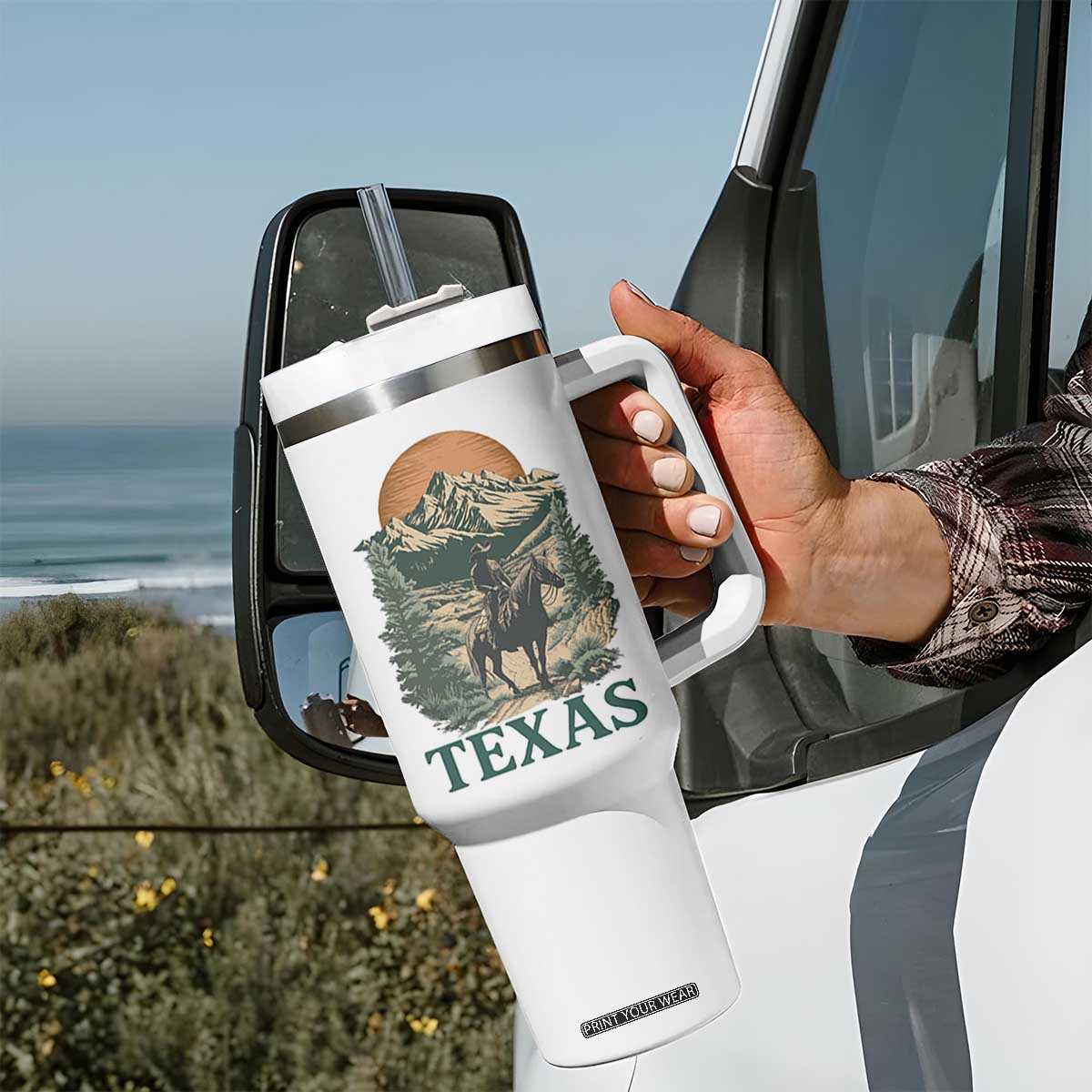 Texas Western Cowboy Life Tumbler With Handle Vintage Horse Riding Graphic TS12 Print Your Wear