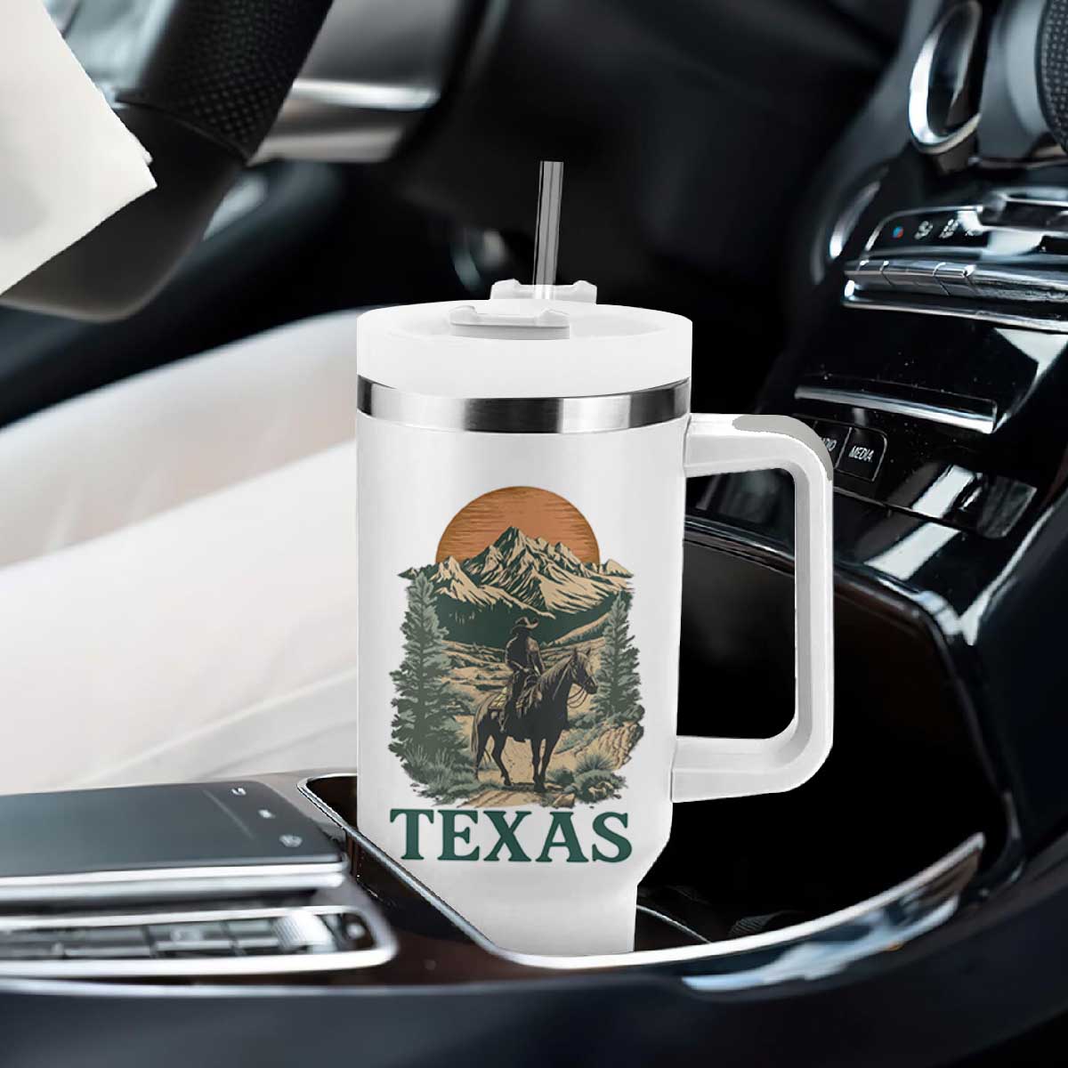 Texas Western Cowboy Life Tumbler With Handle Vintage Horse Riding Graphic TS12 Print Your Wear