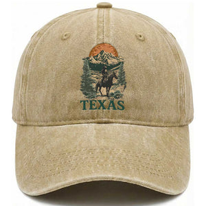 Texas Western Cowboy Life Washed Cotton Baseball Cap Vintage Horse Riding Graphic TS12 Print Your Wear