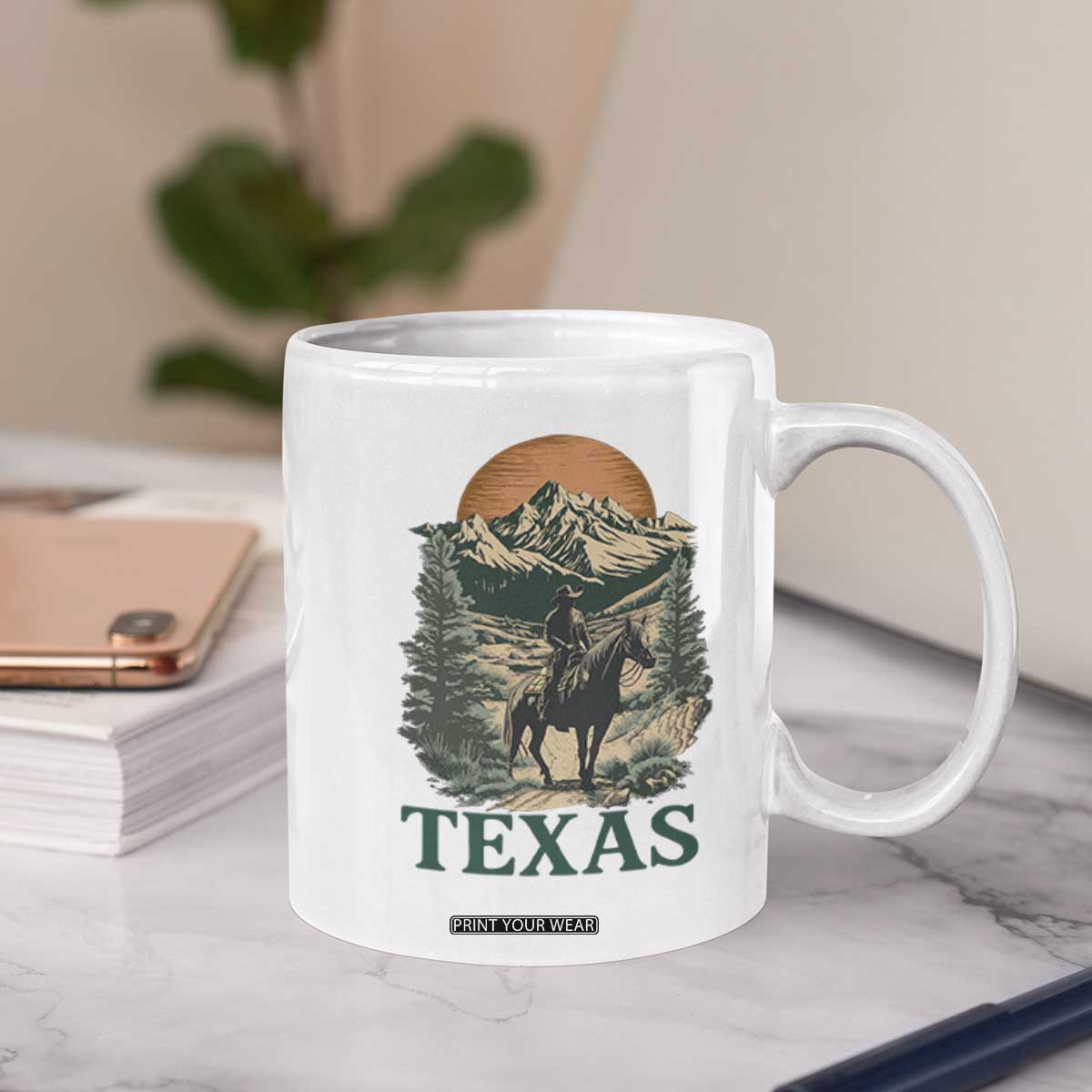 Texas Western Cowboy Life Coffee Mug Vintage Horse Riding Graphic TS12 Print Your Wear
