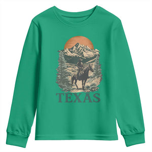 Texas Western Cowboy Life Youth Sweatshirt Vintage Horse Riding Graphic TS12 Irish Green Print Your Wear