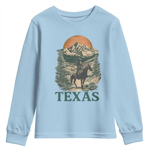Texas Western Cowboy Life Youth Sweatshirt Vintage Horse Riding Graphic TS12 Light Blue Print Your Wear