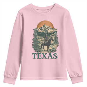 Texas Western Cowboy Life Youth Sweatshirt Vintage Horse Riding Graphic TS12 Light Pink Print Your Wear