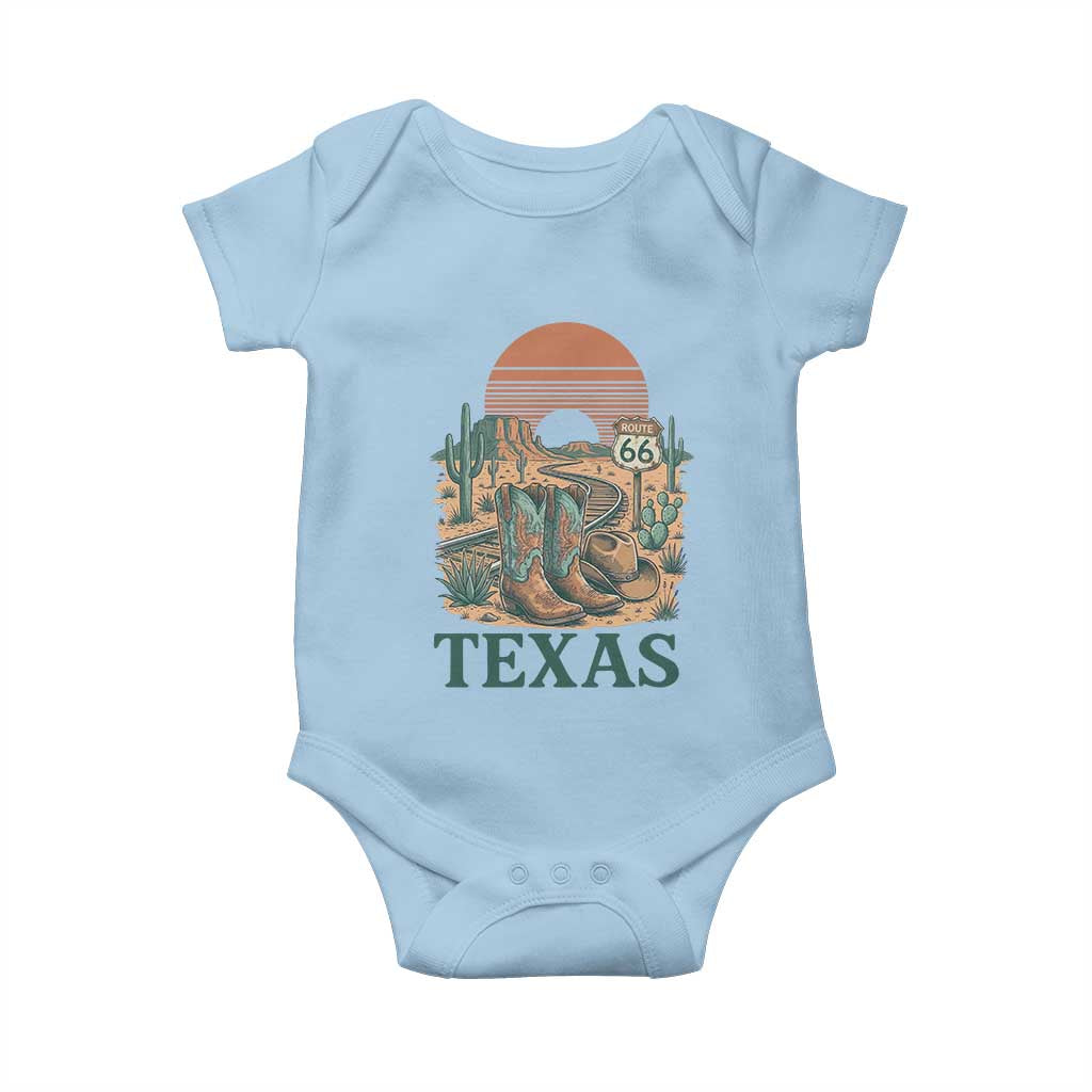 Vintage Route Highway 66 Texas Baby Onesie Amarillo Road Trip Adventure TS12 Light Blue Print Your Wear