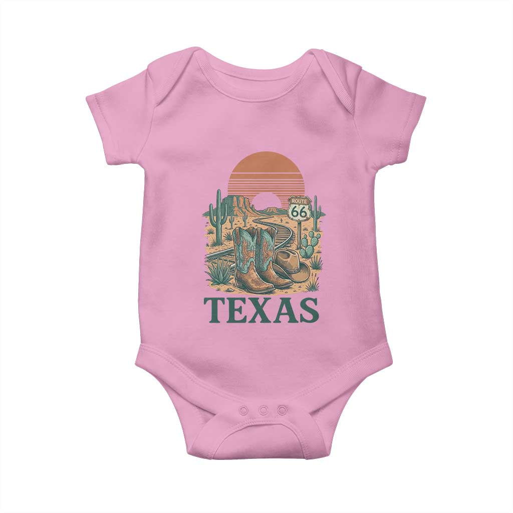 Vintage Route Highway 66 Texas Baby Onesie Amarillo Road Trip Adventure TS12 Light Pink Print Your Wear