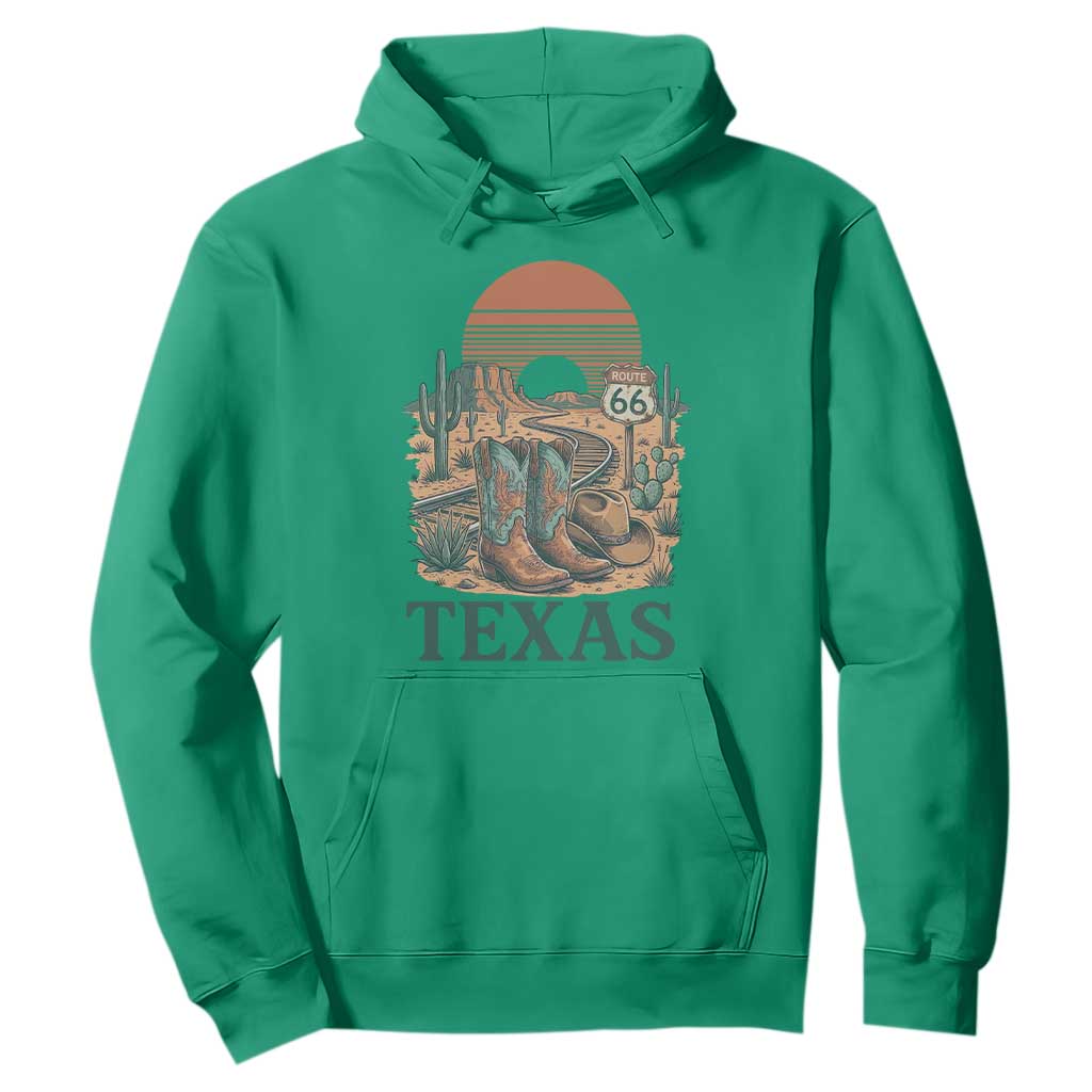 Vintage Route Highway 66 Texas Hoodie Amarillo Road Trip Adventure TS12 Irish Green Print Your Wear