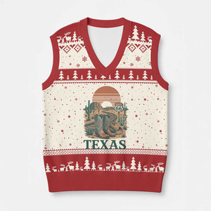Vintage Route Highway 66 Texas V-Neck Knit Sweater Vest Amarillo Road Trip Adventure