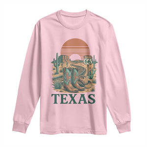Vintage Route Highway 66 Texas Long Sleeve Shirt Amarillo Road Trip Adventure TS12 Light Pink Print Your Wear