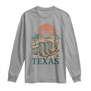 Vintage Route Highway 66 Texas Long Sleeve Shirt Amarillo Road Trip Adventure TS12 Sport Gray Print Your Wear