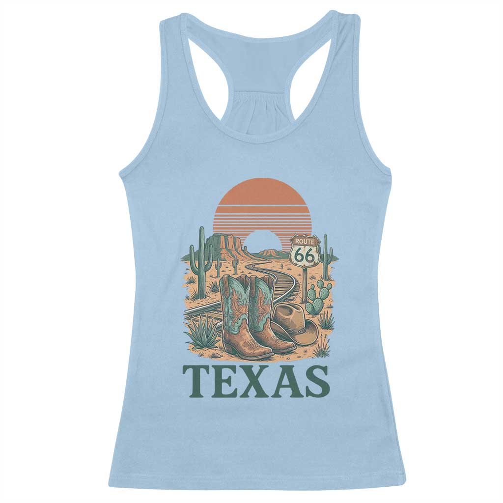 Vintage Route Highway 66 Texas Racerback Tank Top Amarillo Road Trip Adventure TS12 Light Blue Print Your Wear