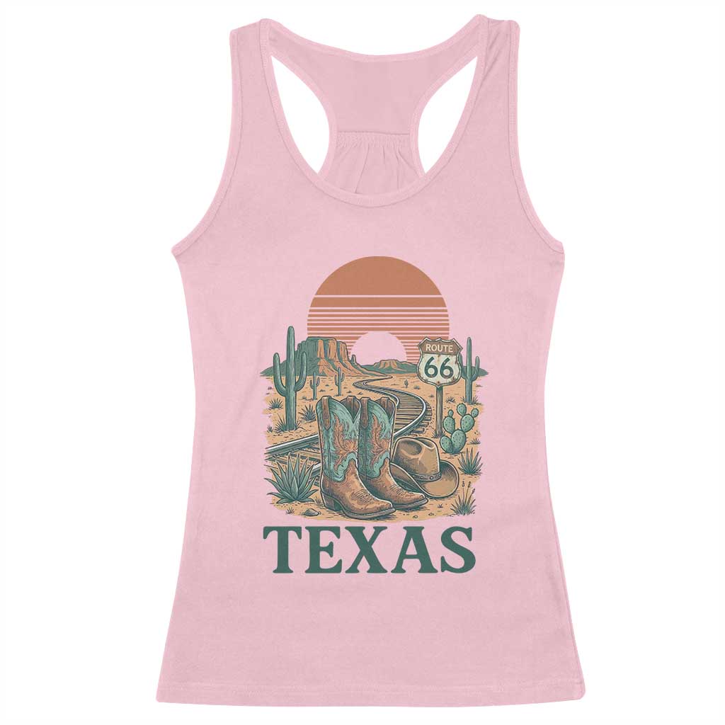 Vintage Route Highway 66 Texas Racerback Tank Top Amarillo Road Trip Adventure TS12 Light Pink Print Your Wear