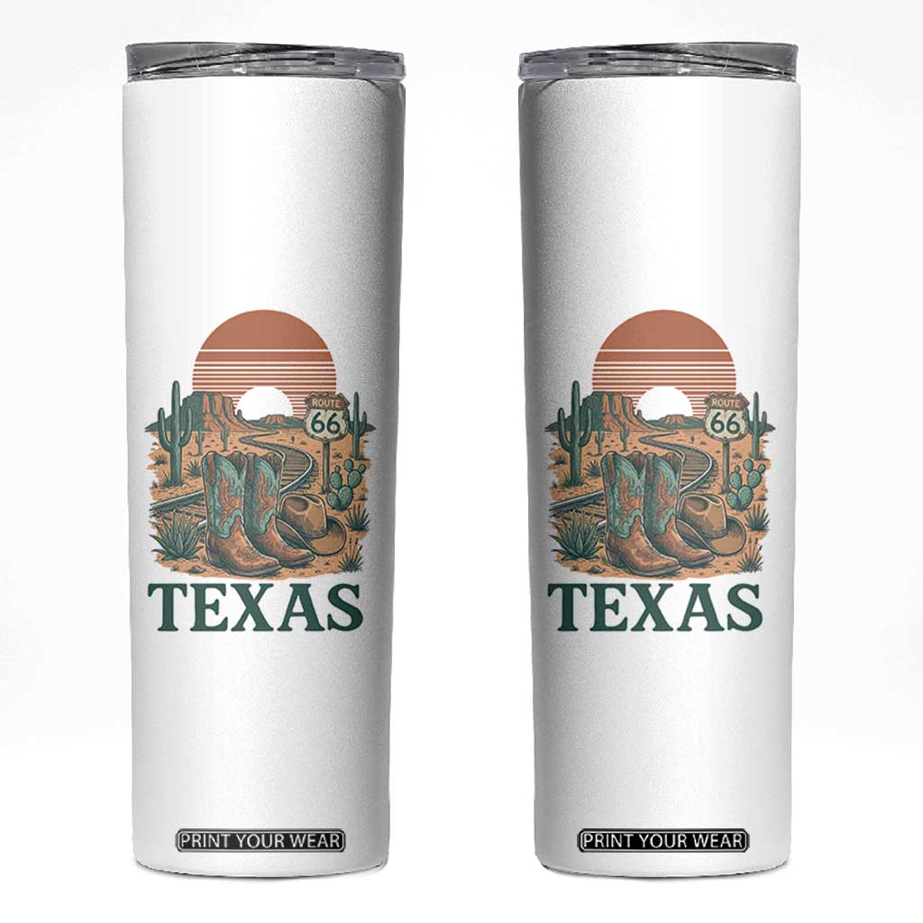 Vintage Route Highway 66 Texas Skinny Tumbler Amarillo Road Trip Adventure TS12 White Print Your Wear