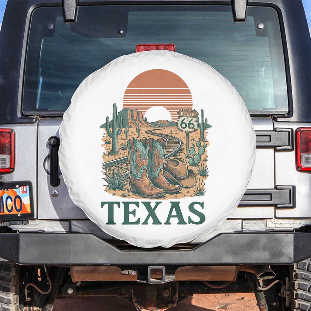 Vintage Route Highway 66 Texas Spare Tire Cover Amarillo Road Trip Adventure TS12 No hole White Print Your Wear