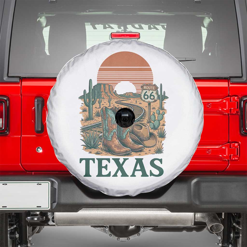 Vintage Route Highway 66 Texas Spare Tire Cover Amarillo Road Trip Adventure TS12 White Print Your Wear