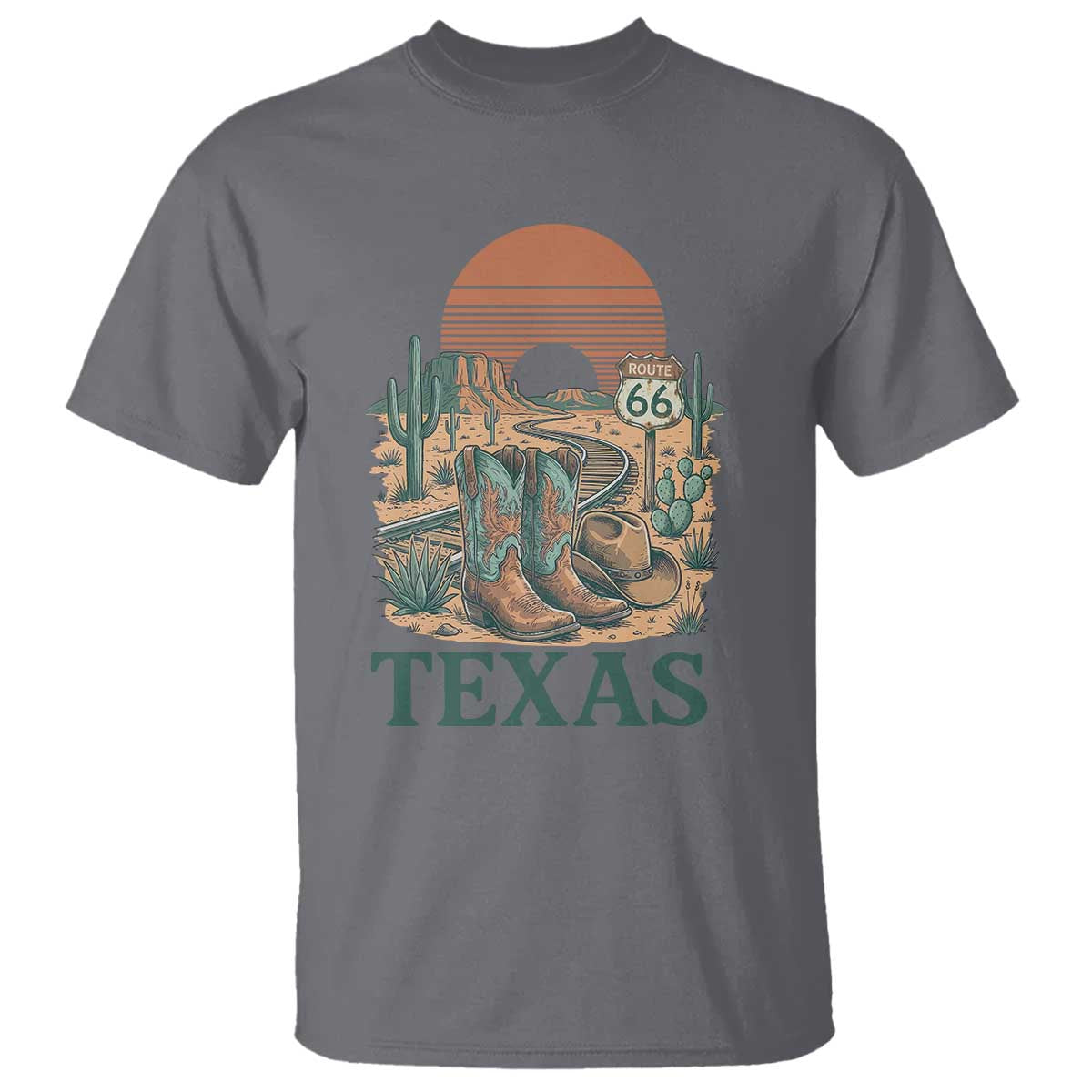 Vintage Route Highway 66 Texas T Shirt Amarillo Road Trip Adventure TS12 Charcoal Print Your Wear