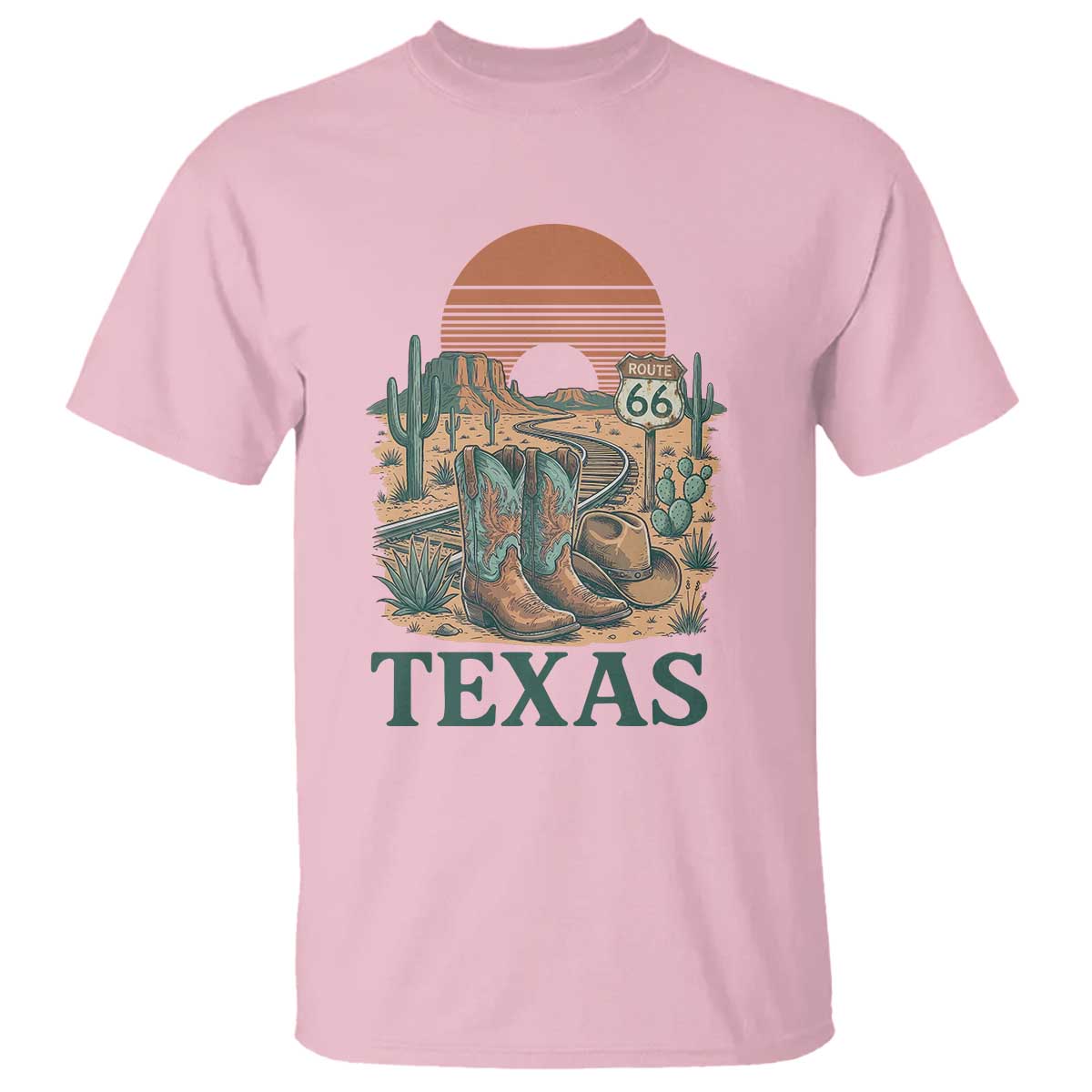 Vintage Route Highway 66 Texas T Shirt Amarillo Road Trip Adventure TS12 Light Pink Print Your Wear