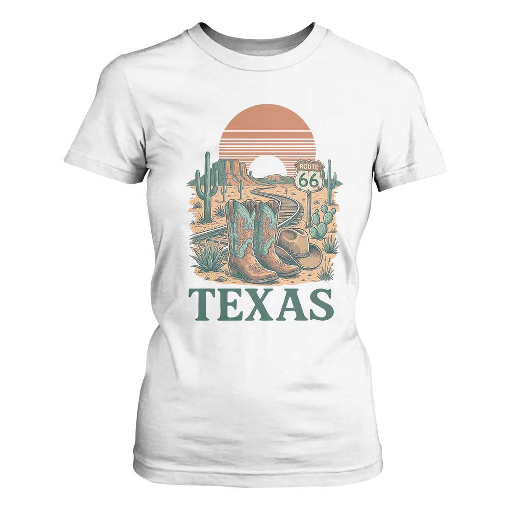 Vintage Route Highway 66 Texas T Shirt For Women Amarillo Road Trip Adventure TS12 White Print Your Wear
