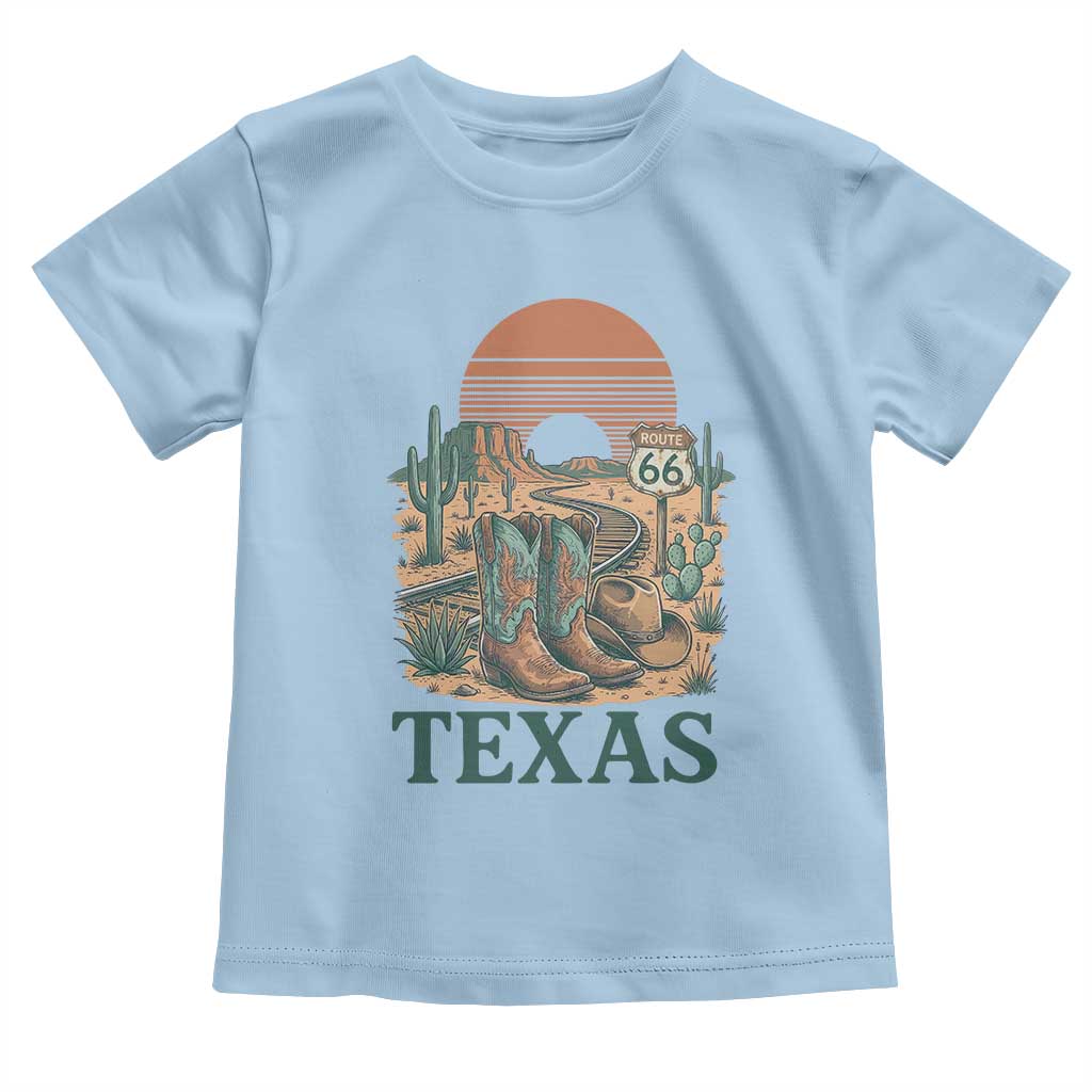Vintage Route Highway 66 Texas Toddler T Shirt Amarillo Road Trip Adventure TS12 Light Blue Print Your Wear