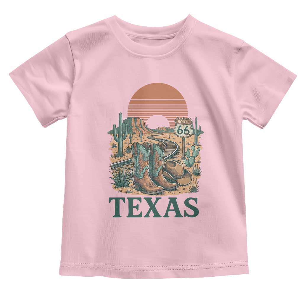 Vintage Route Highway 66 Texas Toddler T Shirt Amarillo Road Trip Adventure TS12 Light Pink Print Your Wear