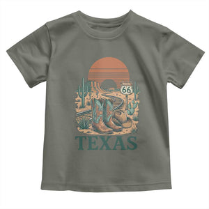 Vintage Route Highway 66 Texas Toddler T Shirt Amarillo Road Trip Adventure TS12 Military Green Print Your Wear