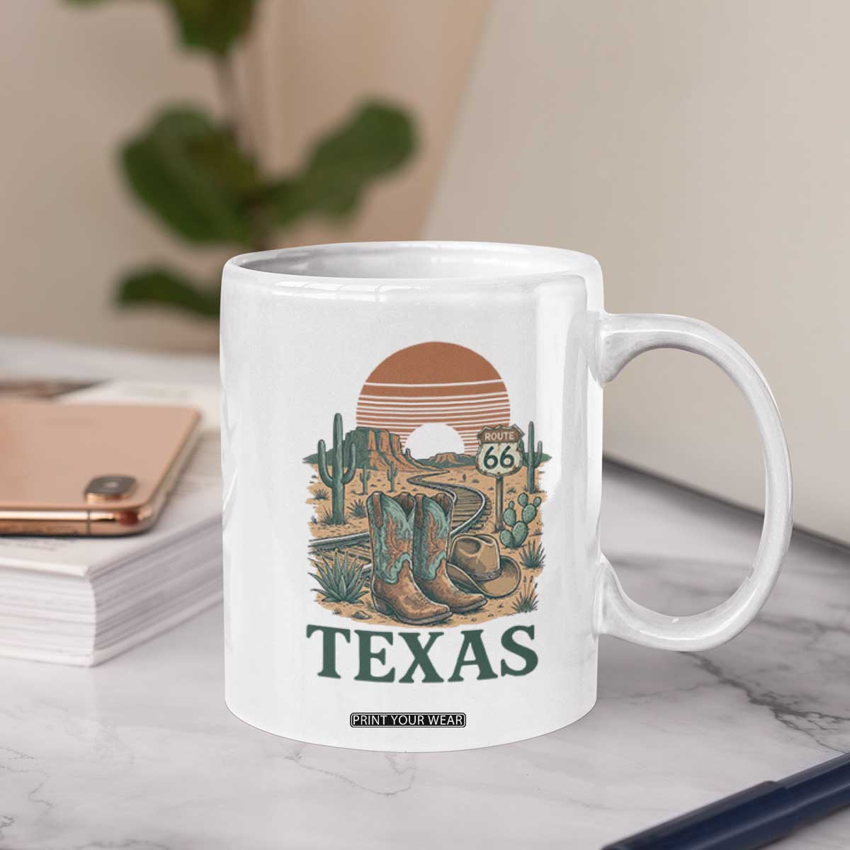 Vintage Route Highway 66 Texas Coffee Mug Amarillo Road Trip Adventure TS12 Print Your Wear