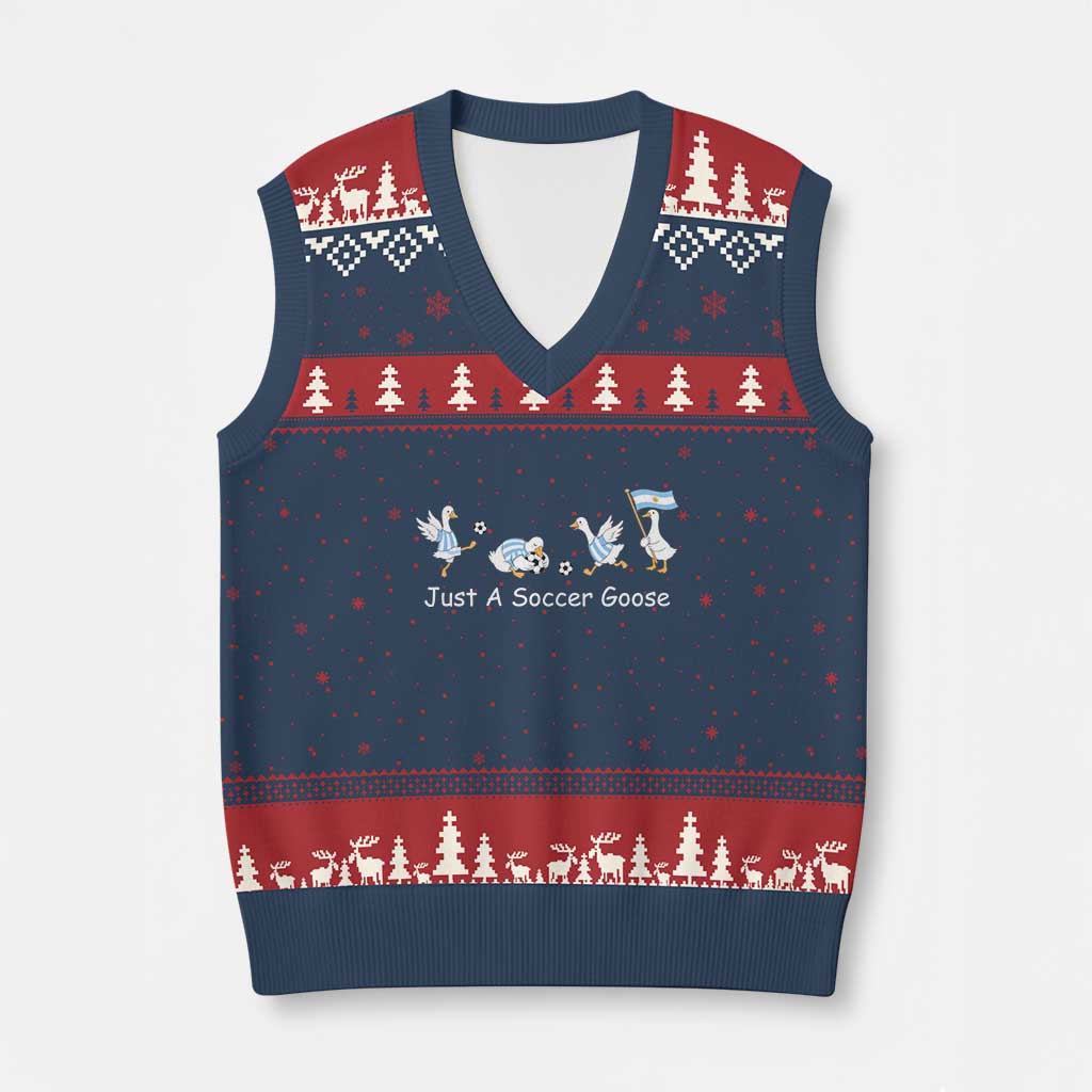 Funny Just A Soccer Goose V-Neck Knit Sweater Vest Argentina Soccer Lover