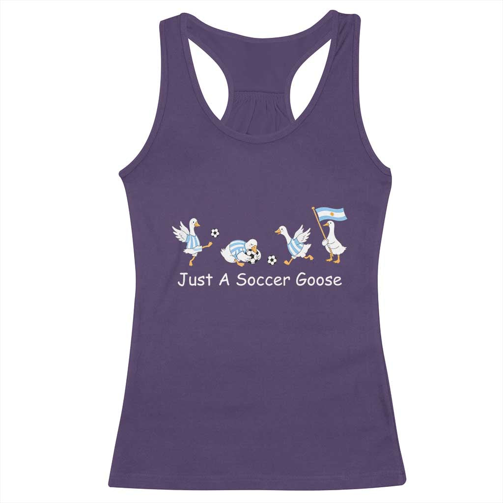 Funny Just A Soccer Goose Racerback Tank Top Argentina Soccer Lover